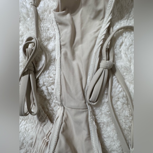 NWT ZAFUL Light Coffee Cinched Textured Knotted Tied Side 2pc Bikini Women’s S - Picture 9 of 10